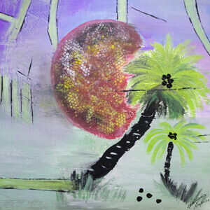 Сотовое солнце. 90x90, Акрил, ДСП, 2020 год